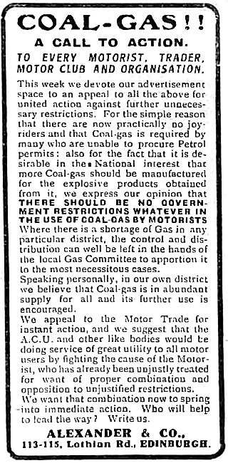Coal Gas For Motorcycle Engines. Call To Action 1918             