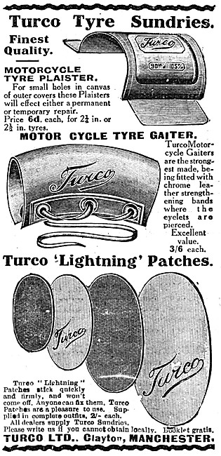 Turco Tyre Sundries 1912 Advert                                  