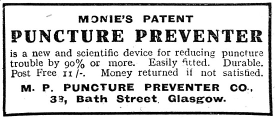 M.P.Puncture Preventer. 1920 Advert                              