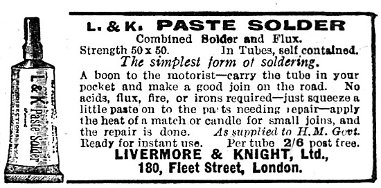 1920 L.& K Paster Solder Advert                                  