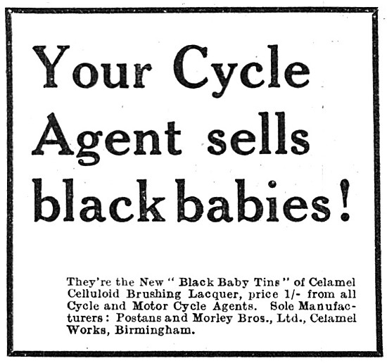 Celamel Black Baby Celluloid Brushing Lacquer 1928 Advert        