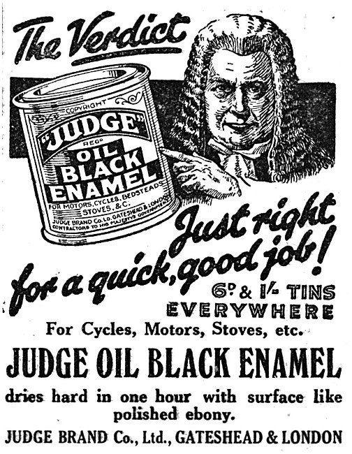Judge Oil Black Enamel Paint 1929 Advert                         