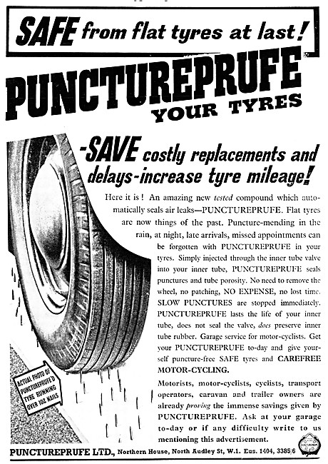 Punctureprufe Anti-Puncture Compound 1949 Advert                 