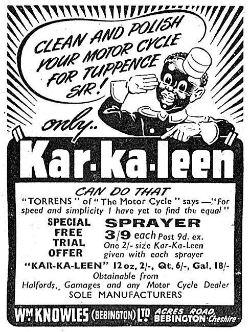 Kar-Ka-Leen Motor Cycle Cleaning Products                        