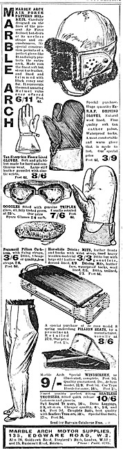 Marble Arch Motor Cycle Clothing 1927 Advert                     