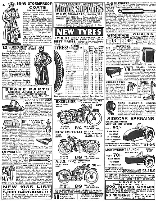 Marble Arch Motor Cycles Sales & Parts 1935 Catalogue Items      