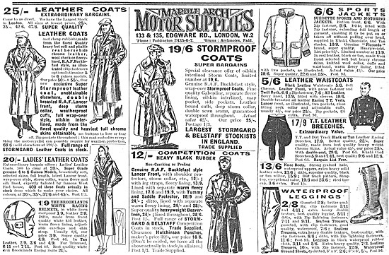 Marble Arch Motor Cycles Sales & Accessories 1935                