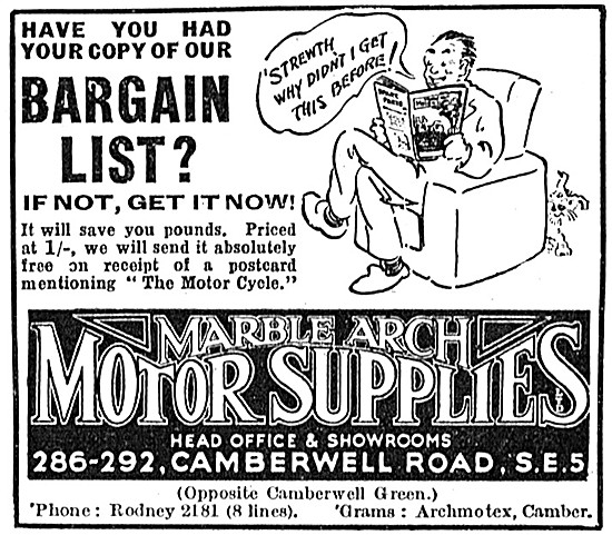 Marble Arch Motor Cycles Sales & Accessories 1936                