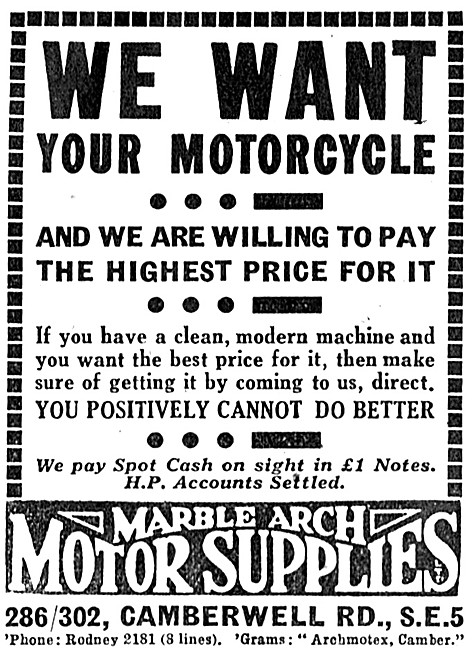 Marble Arch Motor Cycle Sales & Parts Stockists                  