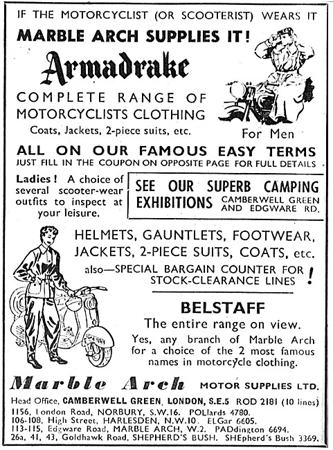 Marble Arch Motor Cycle Armadrake Clothing                       