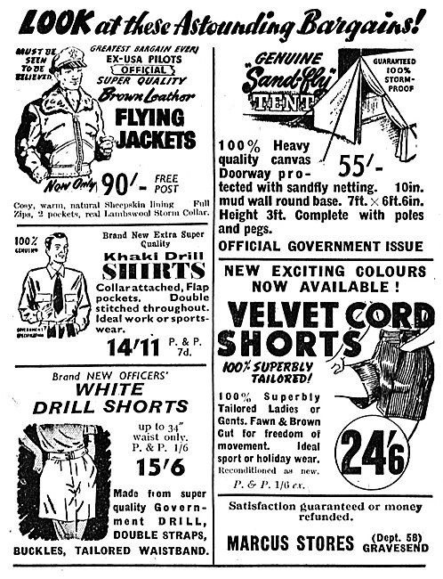 Marcus Stores Motorcyclists Clothing 1951 Advert                 