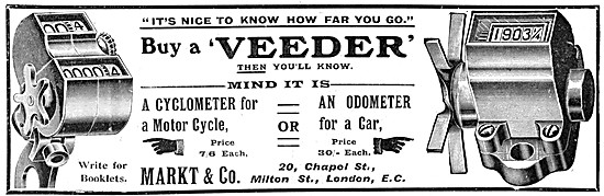 1904 Veeder Cyclometer - Veeder Odometer                         