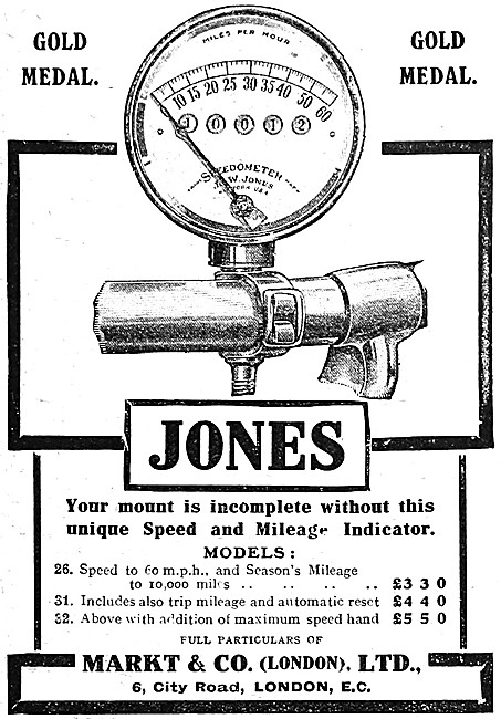 1910 Jones Motor Cycle Speedomoter                               