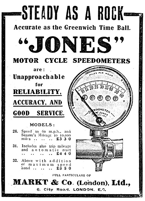 1911 Jones Motor Cycle Speedomoter - Jones Speedomoter           