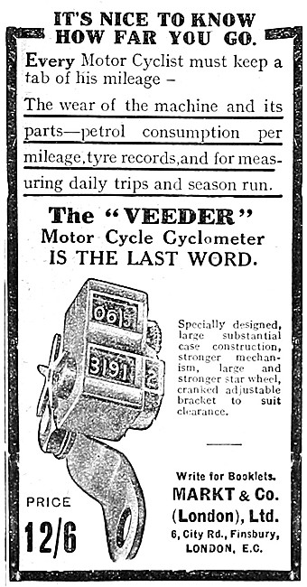 1911 Markt Veeder Motor Cycle Cyclometer                         