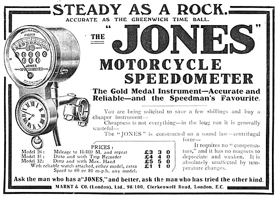 Jones Motor Cycle Speedomoter 1912                               
