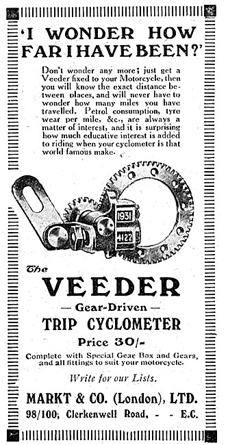 Markt Veeder Gear Driven Trip Cyclometer                         