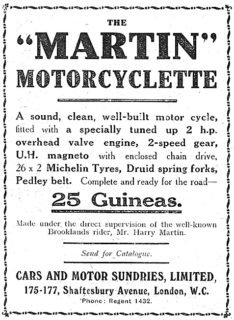 1914 Martin Motorcyclette                                        