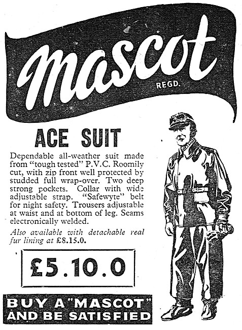 1957 Mascot Ace PVC Motor Cycle Suit                             