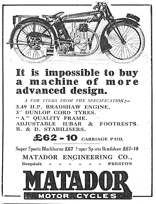 1924 Matador Bradshaw Motor Cycle                                
