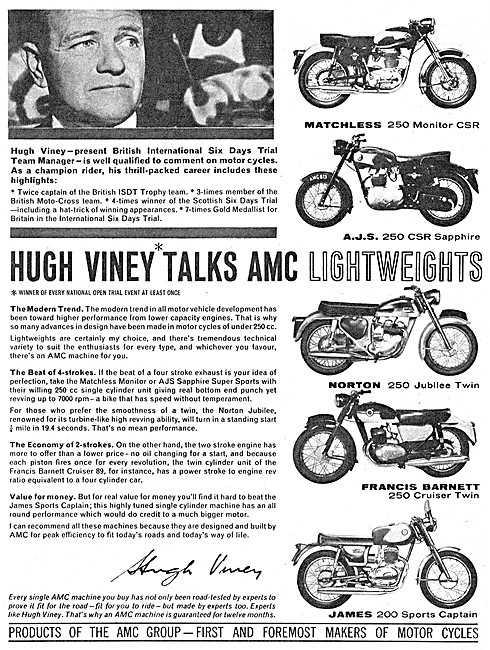 AMC Lightweight Motor Cycle Range 1964 200 - 250 cc Models       