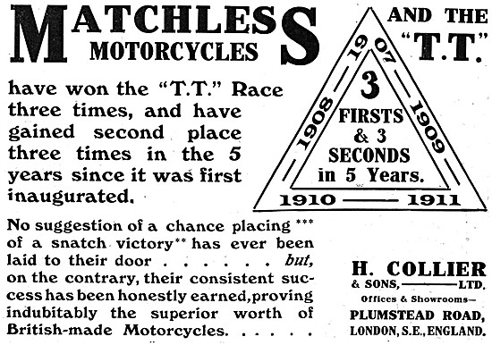 Matchless Motor Cycles 1912 Advert                               