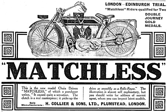 Matchless Chain Driven V Twin Motor Cycle                        