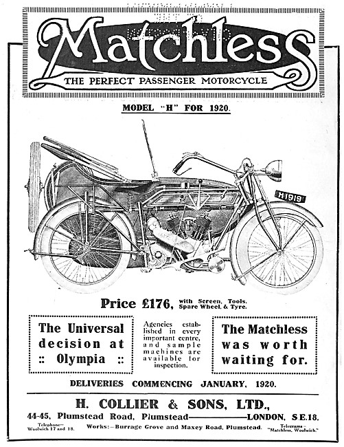 Matchless Model H Motor Cycle 1920                               