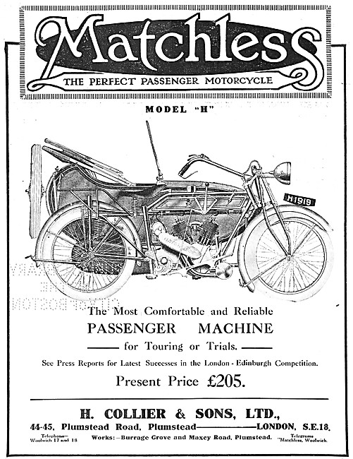 1920 Matchless Model H Motor Cycle Advert                        