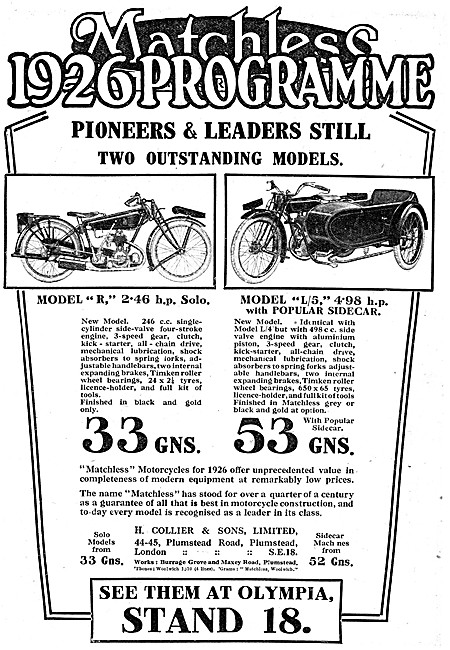 1925 Model R Matchless - Matchless Model L/5 Sidecar Combination 