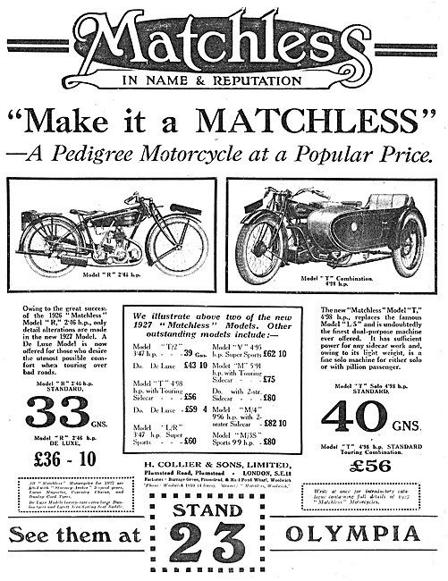 1926 Matchless Model R - Matchless Model T Combination           