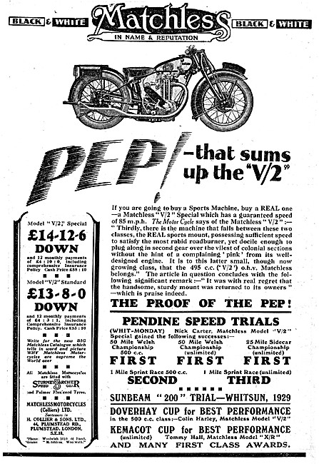 1929 Matchless Model V/2 Special Motor Cycle                     