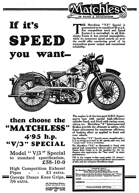 1930 Matchless V/3 4.95 hp Special                               