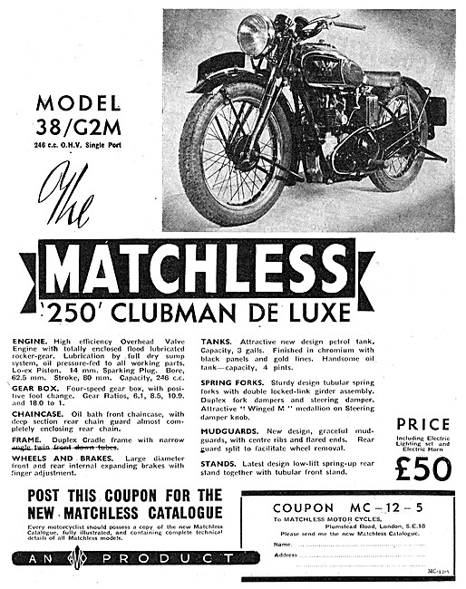 Matchless  Model 38/G2M 250 cc                                   