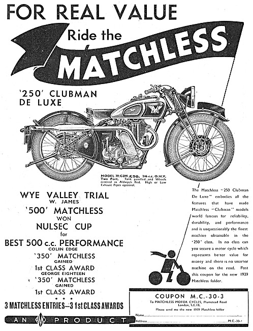 Matchless 250 Clubman De Luxe - Matchless Model 39/G2M           