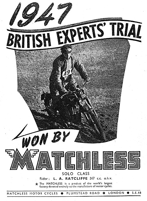 1947 Matchless 350 OHV Motor Cycle                               