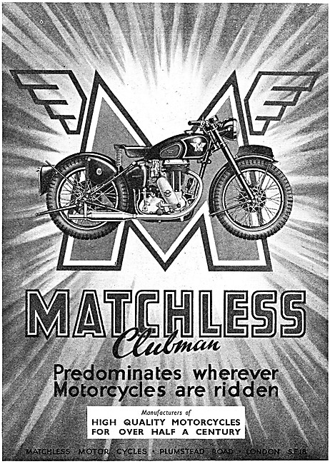 1948 Matchless Clubman Motor Cycle Advert                        