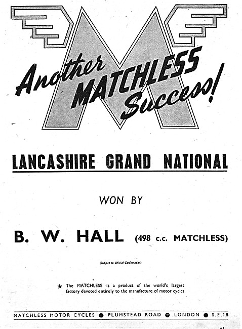 Matchless 500 Wins 1948 Lancashire Grand National Trial          