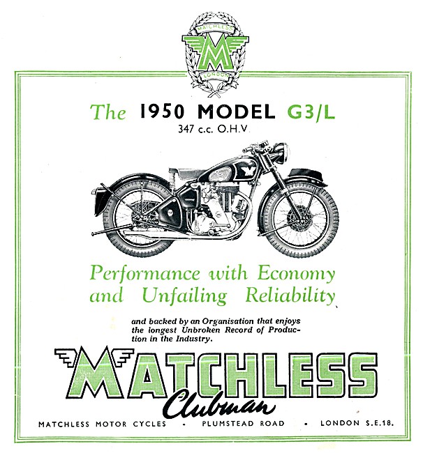 1949 Matchless G3 / L Advert                                     