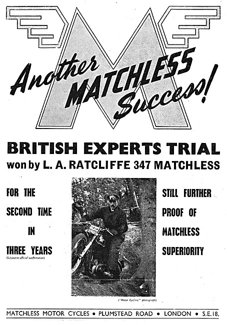 1949 Matchless Trials Winning Motor Cycles                       