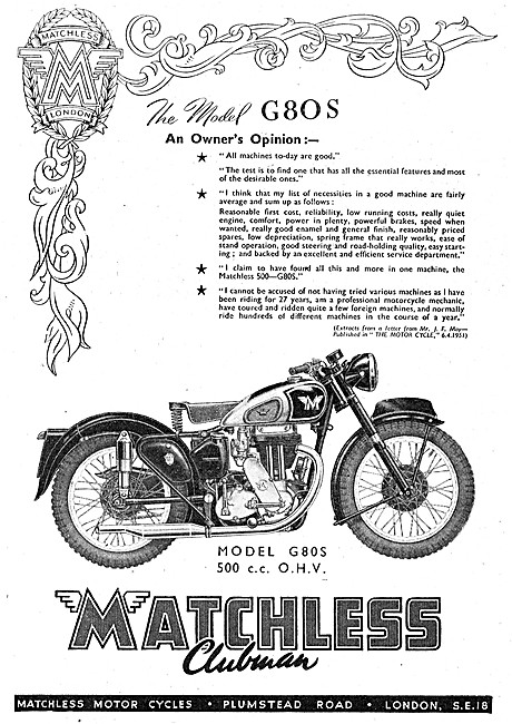 1951 Matchless G80S                                              