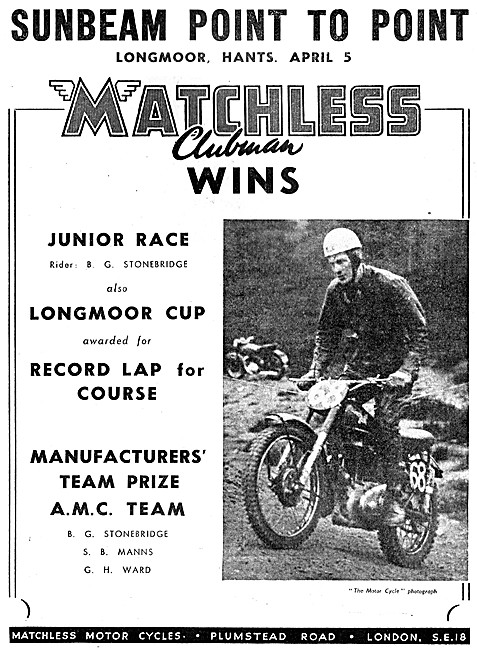 Matchless Clubman Race Winners 1952                              