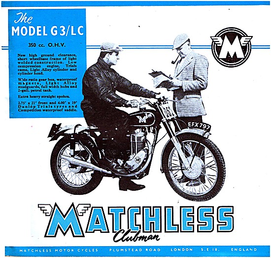 1957 Matchless Model G3/LC 350 Advert                            