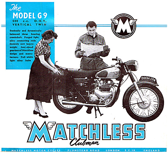 1957 Matchless G9 500 cc Advert                                  