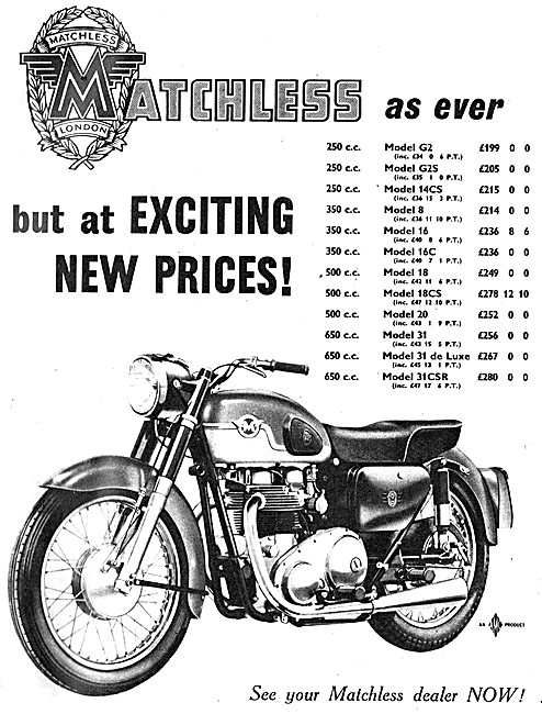 Matchless Motor Cycles 1961 Models & Prices                      