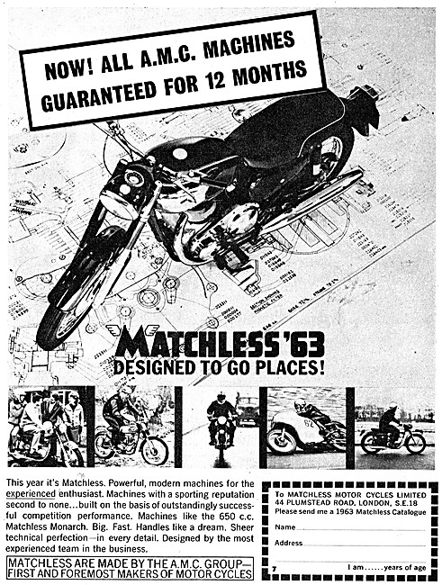 Matchless 650cc Monarch 1963 Advert                              