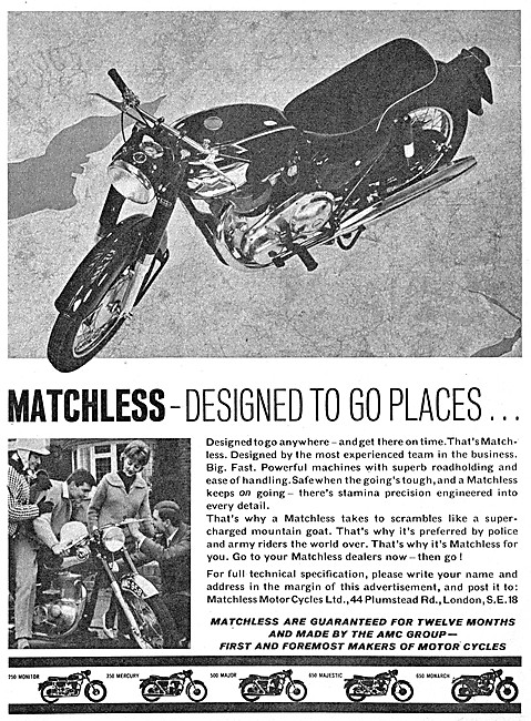 Matchless Motor Cycle Range 1964                                 