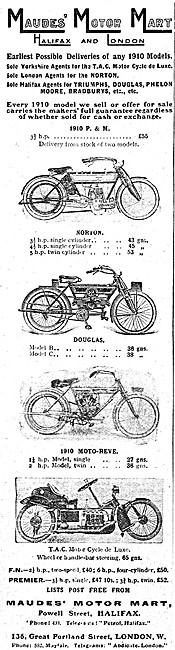 Maudes Motor Mart - 1910 T.A.C. Motor Cycle De Luxe - TAC        