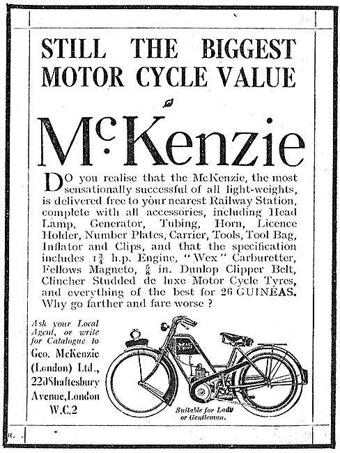 1920s McKenzie Lightweight Motor Cycles                          