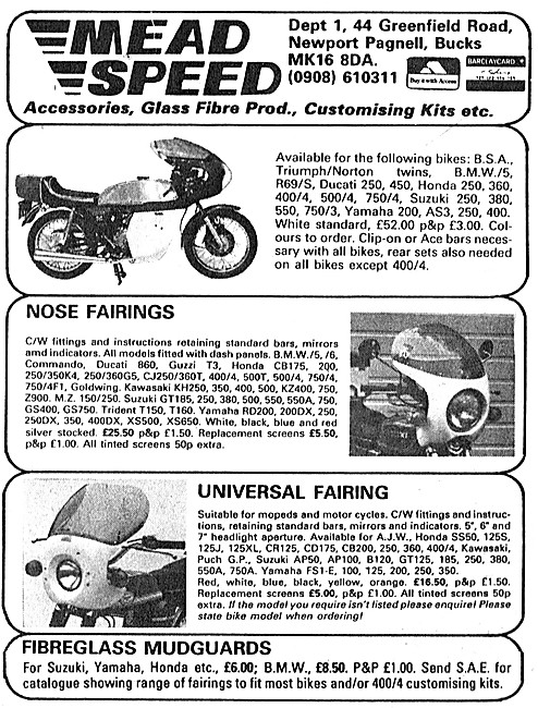 Mead Speed Motor Cycle Fairings                                  